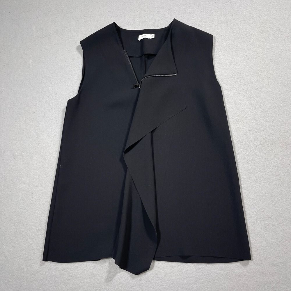 Vince Asymmetrical Zip Vest‎ Women Small Draped Sleeveless Black Minimalist